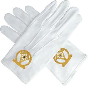 Gants en coton maçonniques pour le symbole de la truelle du Rite de York - Blanc (taille unique) pour les francs-maçons - Product Image 2