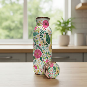 Bouteille d'eau en cuivre pur de 750 ml |   Gourde isotherme grise à motif abstrait, anti-fuite, pour la salle de sport, le bureau et la maison – Vente en gros - Product Image 2