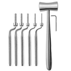 Kit de 6 Osteotomes Manuels pour Sinus Lift, avec Clés en L Angulées, Embouts Concaves et Embouts de Réglage Lucae Mallet, pour Chirurgie Dentaire et Implants - Product Image 1