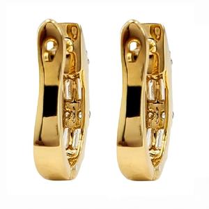 Pendientes de Aro Finos de Oro Sólido de 18K con Diamantes Auténticos en Corte Baguette para Mujer - Estilo Vintage para Regalo y Ocasiones de Fiesta - Product Image 3