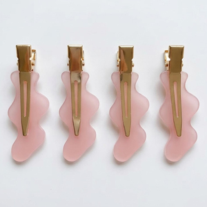 Light Pink Color Metal <b>Hair</b> Sectioning <b>Clips</b> Gold Plated Base Professional Salon Side Bangs Barrettes Women <b>Hair</b> Accessories - Product Image 1