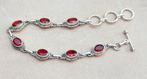 Natural <b>Red</b> Garnet 925 Sterling Silver Adjustable <b>Bracelet</b> Handmade Gemstone Jewelry Elegant Birthstone <b>Bracelet</b> - Product Image 5