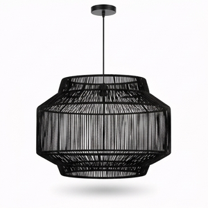 <b>Black</b> <b>Lantern</b> Pendant Light Hanging Lamp Minimalist Boho Rustic Indoor Style Home Decor - Product Image 1