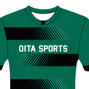 Camiseta de Rugby Verde Esmeralda y Negra, Manga Corta, Cuello Redondo, Rayas, Uniforme de Equipo Personalizado, Transpirable, para Entrenamiento y Rendimiento Atlético - Product Image 3