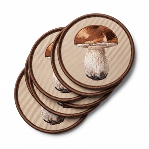 Custom Patch Brand Supplier Round Wheat Ear Grain <b>Badge</b> Tan Twill Golden Brown Edge <b>Iron</b> <b>On</b> Garment Applique - Product Image 5