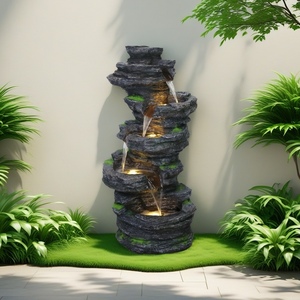 Grand mur rideau d'eau rocaille en résine décoration extérieure ornement <span class=keywords><strong>jardin</strong></span> cour pelouse cascade <span class=keywords><strong>fontaine</strong></span> design artificiel élégant - Product Image 1
