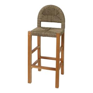 Tabouret de bar élégant en rotin tressé avec dossier incurvé et structure au fini naturel pour restaurant, café et bar à domicile - Product Image 1