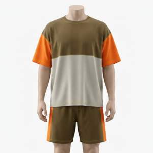 Conjunto casual de camiseta y pantalones cortos de sublimación sólida para hombre, pantalones cortos con estampado de llamas, pantalones cortos de malla ligeros con cintura elástica para verano - Product Image 3