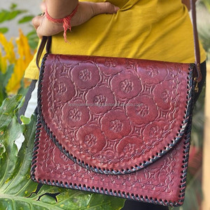Sac à bandoulière pour femmes en cuir de buffle fait à la main Vintage marron décontracté Ins fermeture à glissière fermeture à pression doublure en toile deux sacs à bandoulière - Product Image 2