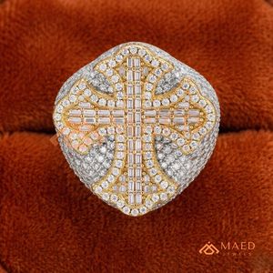 Anillo Cuadrado de Moissanita y Diamantes de Laboratorio, Oro de 18k, con Incrustaciones de Piedras Púrpuras Brillantes, para Cantantes de Hip Hop y Campeones - Product Image 1