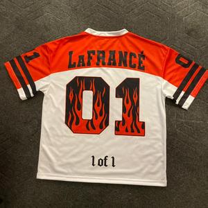 Custom Football Jersey Streetwear V-neck <b>Polyester</b> Mesh Digital Print Retro Football crop t <b>shirt</b> - Product Image 3