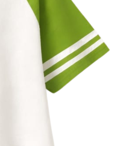 Customized Green And <b>White</b> Women Cropped Polo T <b>Shirt</b> Raglan Sleeve Striped Sleeve Casual Cotton Top Button Placket Summer Tee - Product Image 6