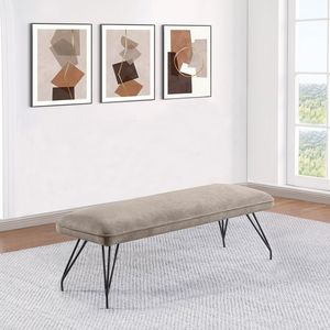 Panca da Pranzo Kailea in Tessuto Taupe, Elegante Arredamento per Sala da Pranzo - Product Image 1