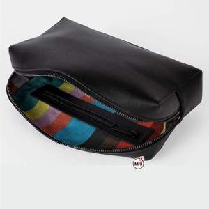 Bolsa de Aseo de Viaje para Hombre, Pequeña, de Cuero y Nylon, con Logotipo Personalizado, para Cosméticos y Artículos de Afeitado, con Logotipo OEM Metálico - Product Image 5