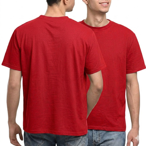 T-shirt rouge uni personnalisé pour homme, col rond, coton premium, manches courtes, streetwear d'été, coupe classique, OEM - Product Image 1