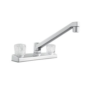 Rubinetto Miscelatore per Lavello da Cucina in Ottone con Doppia Maniglia in Acrilico, Finitura Cromata Lucida - Product Image 1