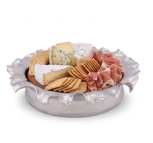 Artisanal Round Aluminum <b>Cake</b> Stand With Wooden Base Perfect For Modern <b>Weddings</b> Events Parties and Elegant <b>Cake</b> Display - Product Image 5