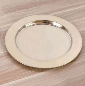 Plateau de service et plateau décoratif en forme de chargeur, doré, pour décoration de table de mariage - Product Image 5