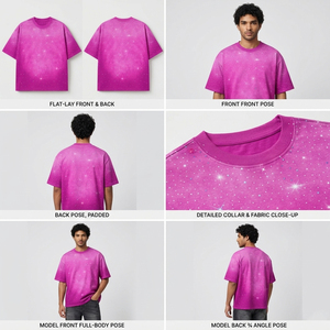 Pink Oversized Short Sleeve T-<b>Shirt</b> With <b>Star</b> Dot Pattern Digital Print Knitted Fabric Men's Casual Style O-Neck Design t-<b>shirts</b> - Product Image 5