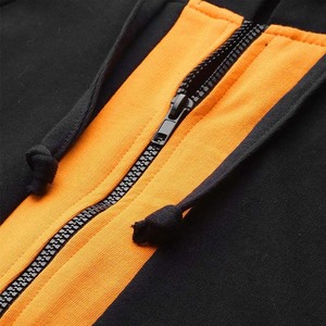 Ensemble de survêtement sportif pour femme, noir et orange, avec capuche, manches longues, pantalon à cordon de serrage, respirant, en spandex et polyester - Product Image 6