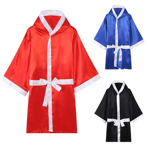 Boxing Gown Men <b>Women</b> Professional Fight Entrance Apparel Lightweight <b>Satin</b> Fabric Made MMA Training Wear Boxing <b>Robes</b> - Product Image 3