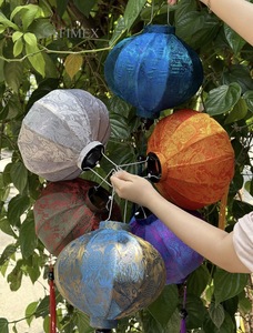 Lanterne en bambou artisanale du Vietnam, en satin, pour restaurant, fête, décoration de mariage, à suspendre, avec housse en tissu de soie DIY, colorée, vente en gros, exportation - Product Image 5