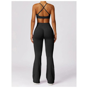 Conjunto de Yoga de 3 Piezas para Mujer, Sólido, Antiarrugas, de Secado Rápido y Transpirable, con Pantalones Cortos de Cintura Media y Top de Cuello Redondo, Personalizable por Delante, para Gimnasio - Product Image 5