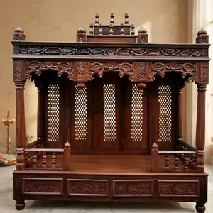 M/S Huda Handicraft and Home Decor Traditional Wooden Pooja Ghar with Carved Design NEW ARRIVAL for Indoor <b>Decoration</b> - Product Image 1