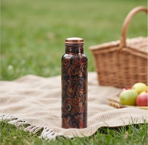 Vintage Paisley Stainless Steel <b>Water</b> <b>Bottle</b> with Copper Lid Ideal for Stylish Kitchenware and <b>Daily</b> Use - Product Image 5