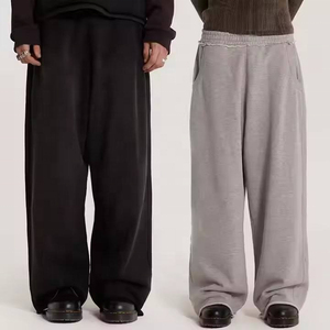 PHANTOM IMPEX Joggers en molleton bouclette pour homme, coupe ample, noir, jambe large, taille élastique, coton, décontracté, respirant, poches latérales - Product Image 4