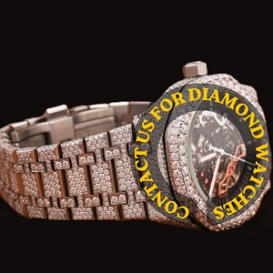 Top Rated Classy Design Black Dial Case Glass White Gold Moissanite Diamond Full Iced Quartz Hip Hop Wristwatch for Man's - Product Image 2