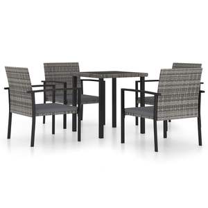 5-Piece Poly Rattan Patio Dining <b>Set</b> in Gray Elegant <b>Garden</b> <b>Sets</b> - Product Image 2