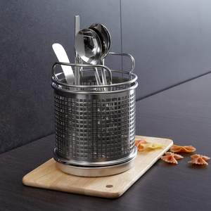 Porte-ustensiles rond en acier inoxydable pour la cuisine, organisateur durable et moderne - Product Image 4