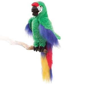 22 Marionetas de Mano de Peluche de Pájaro Guacamayo Verde Folkmanis para Regalo Infantil - Product Image 1