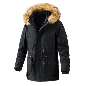 Chaqueta Parka de Invierno para Hombre con Capucha de Piel, Manga Larga, Resistente al Viento, para Uso en Exteriores, Color Beige - Product Image 4