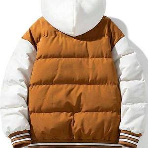 เสื้อแจ็คเก็ตพัฟเฟอร์มีฮู้ดสำหรับผู้ชาย น้ำหนักเบา พับเก็บได้ อุ่นสบาย เหมาะสำหรับฤดูหนาวและกิจกรรมกลางแจ้ง มีแผงด้านหน้าสีน้ำตาลแบบพองตัว พร้อมกระดุมปิด - Product Image 2