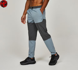 Color Block Running Trousers Men Quick Dry Breathable Drawstring Jogger <b>Pants</b> for Training Gym Outdoor Wear - Product Image 2