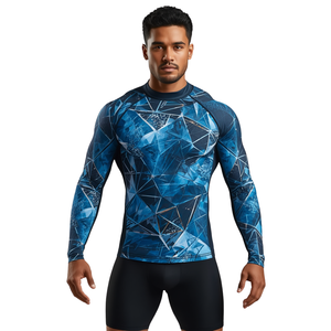 Men Sublimation <b>Long</b> <b>Sleeve</b> Compression Rash Guard Swim Shirt - Product Image 2