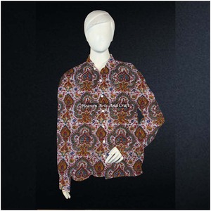 Camisa Túnica de Algodón con Estampado a Bloque, Camisa de Diseñador para Mujer, Estilo Boho Hippie, Camisa Informal, Hermosa Túnica de Algodón con Estampado a Bloque Hecho a Mano - Product Image 2