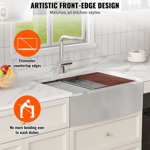 Accessori per Lavello da Cucina Stile Rustico in Acciaio Inox 304, Vasca Singola a Incasso per Villa, Laboratorio, Uso Domestico - Product Image 3