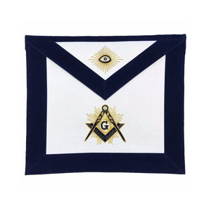 Delantal Masónico Azul Bordado de la Logia Maestra, Terciopelo Azul Marino, Cinturón Ajustable Dorado, Delantal de Regalia Masónica Personalizado - Product Image 6