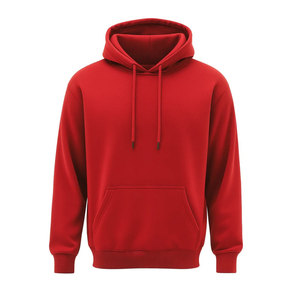 Men's <b>Red</b> Fleece Sweatshirt Regular Fit Casual Pullover with Front Pocket Autumn Wear Graphic Screen Print Blank Fleece Hoodies - Product Image 1