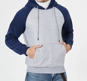 Sudadera con Capucha para Hombre, Manga Raglán, Gris Marino, Algodón, Felpa Francesa, Informal, para Otoño, con Bolsillo Delantero, Corte Regular - Product Image 6