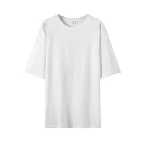 เสื้อยืดโอเวอร์ไซส์ผู้ชาย สีดำ ผ้าฝ้าย แขนสั้น คอกลม ลำลอง ผ้าเจอร์ซีย์ย้อมสีพื้น ทรงปกติ - Product Image 6