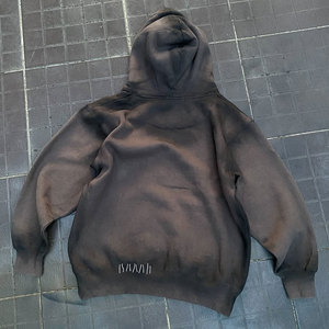 Oversized Men's Hooded Sweatshirt Cotton Knitted Streetwear Print Front Pocket Regular Sleeve Autumn Dark <b>Brown</b> - Product Image 3