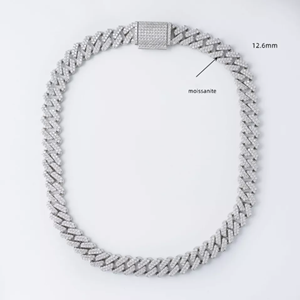 Collar de Eslabones Cubanos de Moissanita Hecho a Mano, Joyería de Moda Hip Hop con Acabado Estilo Diamante Premium - Product Image 1