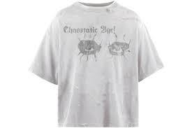T-shirt homme à manches courtes en coton gris de haute qualité 2026, style streetwear, avec l'inscription « Chaostatic Age! » Impression graphique œil gothique - Product Image 3