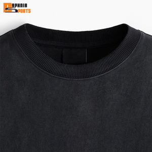 T-shirt tricoté pour homme de haute qualité, coupe classique, 100 % coton, col épais, épaules tombantes, coupe courte, service OEM - Product Image 2