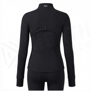 Noath Approach Women's Full Zip Yoga Jacket Solid Black Spandex Polyester Active Stretch Seamless Design Front Logo - Product Image 2