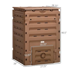 Bac à compost extérieur de 120 gallons (450 L) pour jardin, création rapide de terreau fertile, 80 aérations, 2 portes coulissantes, couvercle à clipser, emballé en boîte marron - Product Image 3